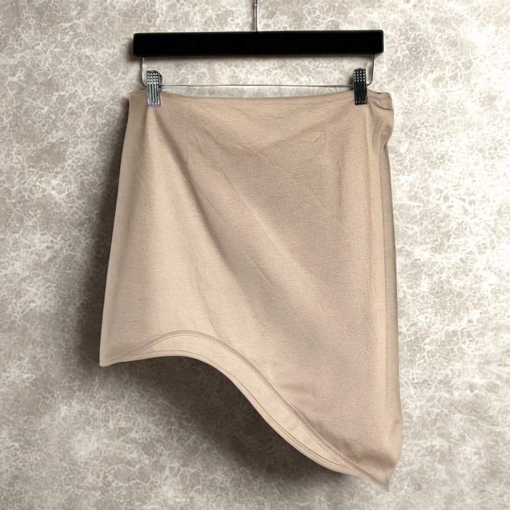 GoJane Beige Asymmetrical Mini Skirt – Women’s L – Stretch Knit